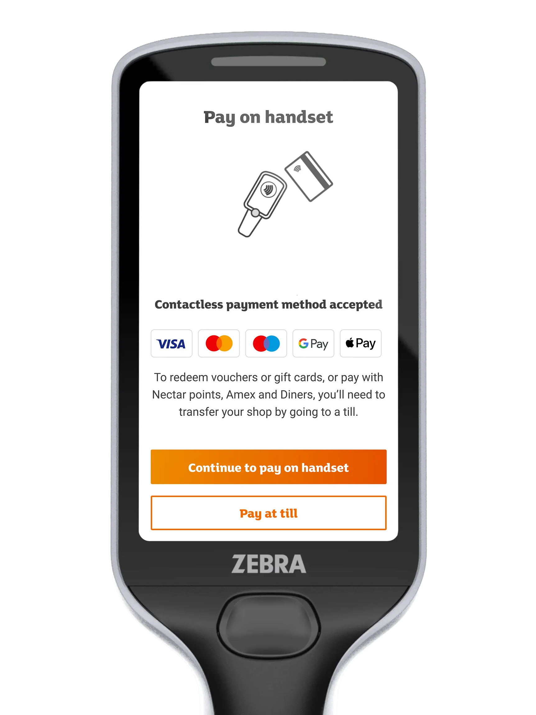 SmartShop Pay on handset limitations screen